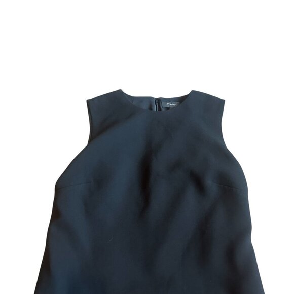 Theory Black Shift Dress Layered w/ Pleating Sleeveless Crepe Size 4 Women's - Picture 2 of 10